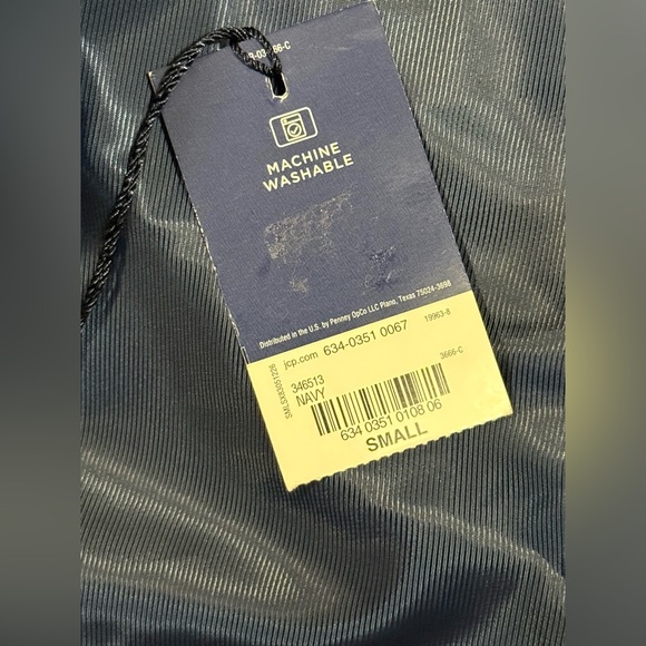 Stafford Mens Small Quilted Classic Fit Navy Vest W/Brown Trim Full Zip - NWT - Picture 5 of 5